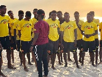 Hay Yartey with some his players at Cheetah FC