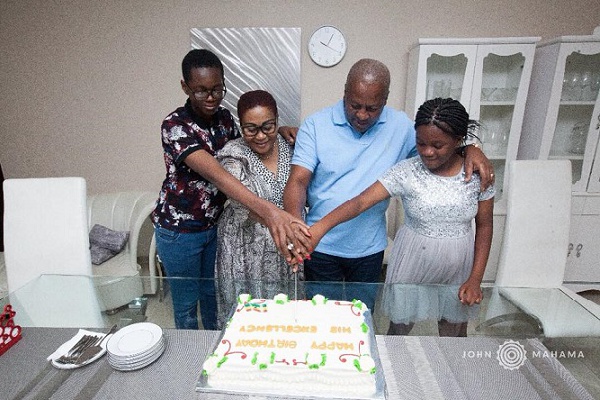Former President John Mahama with his family