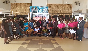 Outgoing National Service Personnel participating in an Entrepreneurship seminar at Agona Swedru