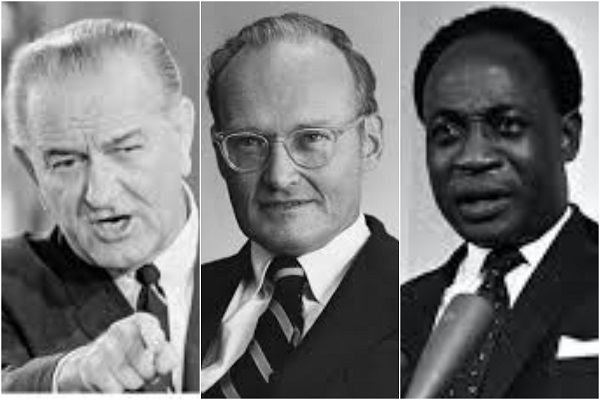 L–R: US President Johnson received a memo from Bundy describing Nkrumah as “less of a monkey”