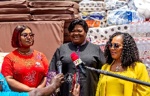 Rev Christie Doe Tetteh (M) donated items at the Accra Psychiatric Hospita