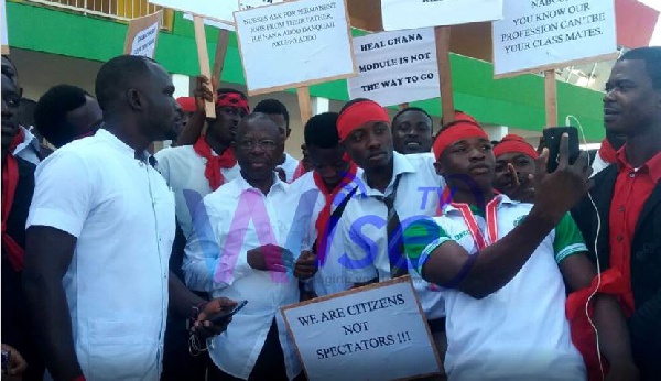 NDC youth demonstrating against government's flagship employment program, NABCO