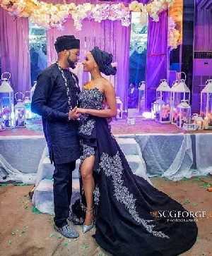 Banky W wore a Giuseppe Zanotti shoe for his extravagant traditional wedding