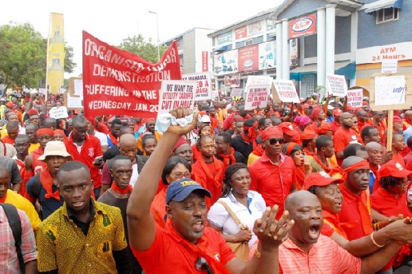 File photo: Workers on demonstration