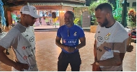 Laryea Kingston with the Ayew brothers