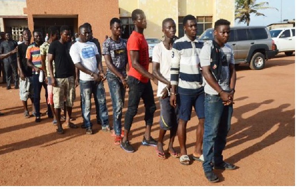 Some of the suspects involved in the lynching of Captain Mahama.