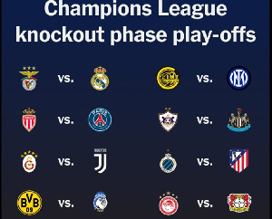 A display of the 2025/26 Champions League play-off fixtures