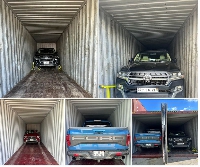 The cars loaded into containers headed back to Ghana