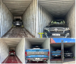 The cars loaded into containers headed back to Ghana