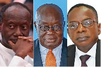 L-R: Ex-Finance Minister Ken Ofori-Atta ex-President Nana Akufo-Addo and ex-A-G Johnson Asiedu