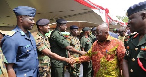 President Akufo-Addo with some men of the Ghana Armed Forces