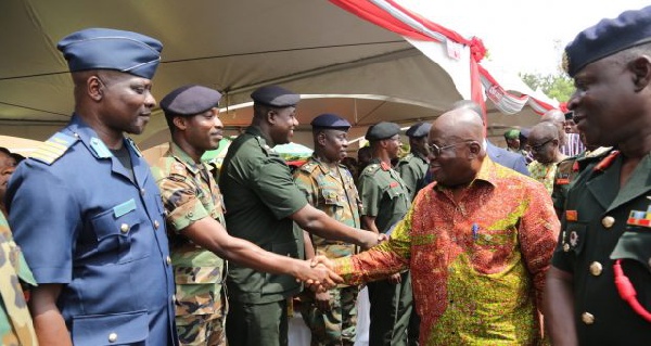 President Akufo-Addo with some men of the Ghana Armed Forces