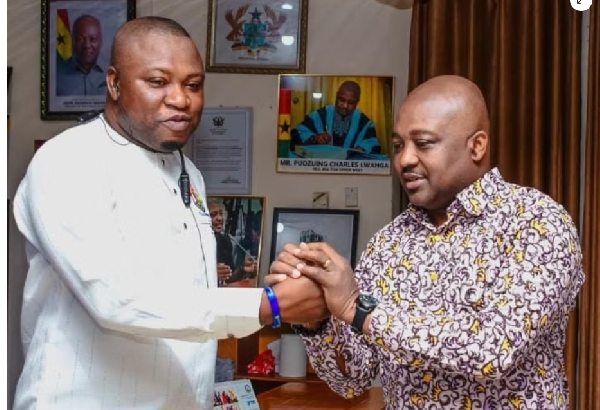 Felix Sangteeh and Upper West Regional Minister, Charles Lwanga Puozuing Esq