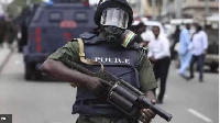 A Nigerian police in full gear