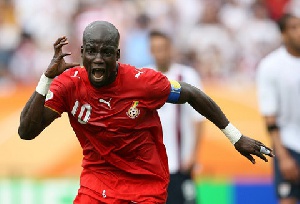 Stephen Appiah in an iconic celebration mood after scoring the penalty against USA