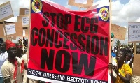 Some ECG workers protesting the concession agreement (File Photo)