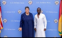 Virginia Palmer (left) with Okyeame Kwame (right)