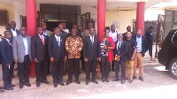 Minister for Roads and Highways, Kwasi Amoako-Atta with some contractors