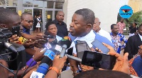 Legal counsel for Philip Assibit , Kwaku Paintsil addresses the media at the Courthouse
