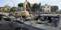One of the overnight strikes in Kfar Rumman destroyed a three-storey residential building
