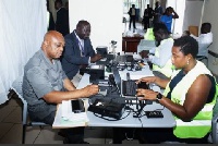 Some MPs being taken through the National Identification registration at Parliament House