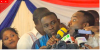 Greater Accra Regional Chairman of the NPP, Divine Otoo Agorhom speaking to the media