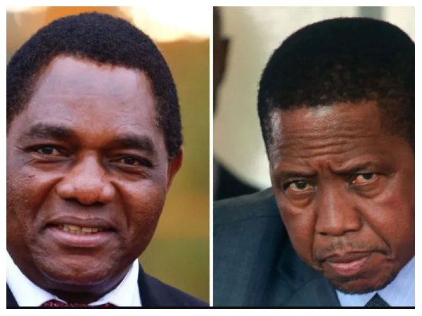 Hakainde Hichilema (L) defeated Edgar Lungu (R) in the 2021 presidential election, the third time