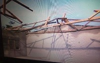 Roof of the school's dining hall was ripped off in the storm
