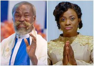 General Overseer of Believers Worship Center, Prophet Adom Kyei Duah (L) and Diana Asamoah (R)