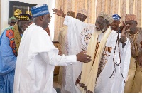 Vice-President Mahamudu Bawumia with Chief Imam Osmanu Nuhu Sharubutu and other Islam leaders