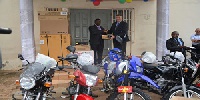 Prosper Ablor recieving operational equipment from the French Embassy