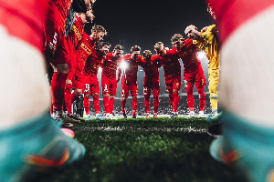 Nordsjaelland players in a team talk before a game