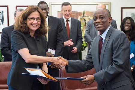Finance Minister, Mr Seth Terkper with some IMF officials