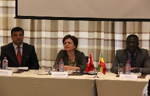 H.E. Nesrin Bayazit Ambassador of Turkey (middle) flanked by other officials