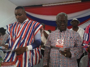 Ashanti Regional NPP Chairman, Bernard Antwi Boasiako [Left] and Senior Minister Yaw Osafo Marfo