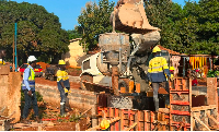 Workers seen working on a section of the road
