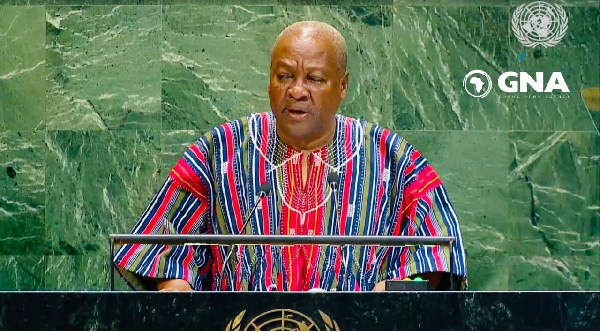President John Dramani Mahama speaking at the UN General Assembly