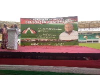 Mahama's portrait was displayed on a banner depicting him as the guest of honour for the elections
