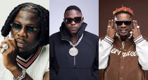(L) Stonebwoy, (M) Medikal, (R) Shatta Wale