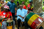 Watch President Mahama's reaction when a Rastafarian asked to give him 'one roll'