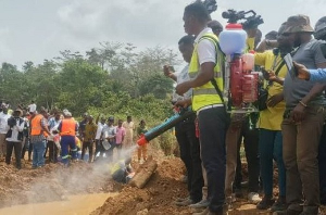 Ionic nano copper water treatment experiment at a galamsey site