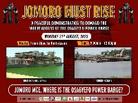 The residents aims to protest the disappearance of the Osagyefo Power Barge.