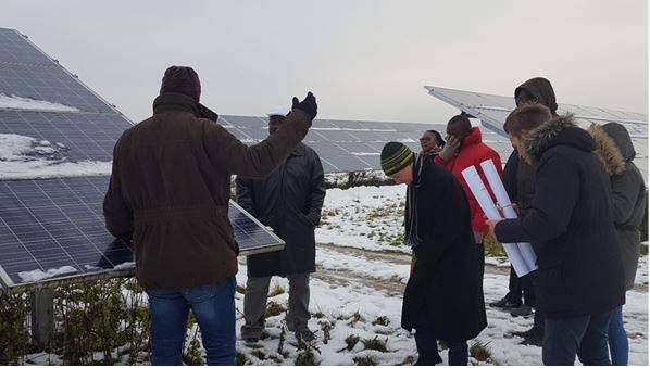 Delegation from MoH being educated on how solar energy is harnessed in extreme weather conditions