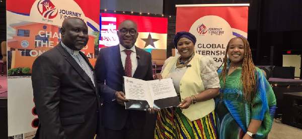 The partnership sealed by Dr Agyemang (2nd L) is for stronger education diplomacy