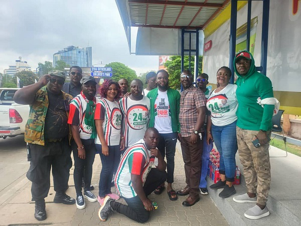 Patron of the ORC Youth Wing, Kofi Sam Atta Mills (middle) with some NDC members