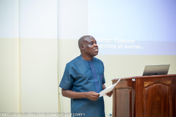Director of ORID, Prof. Joseph Teye making a presentation