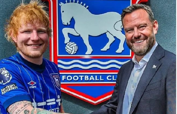 Ed Sheeran and Ipswich chairman Mark Ashton