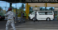 The deportees were escorted from Freetown International Airport in a white van