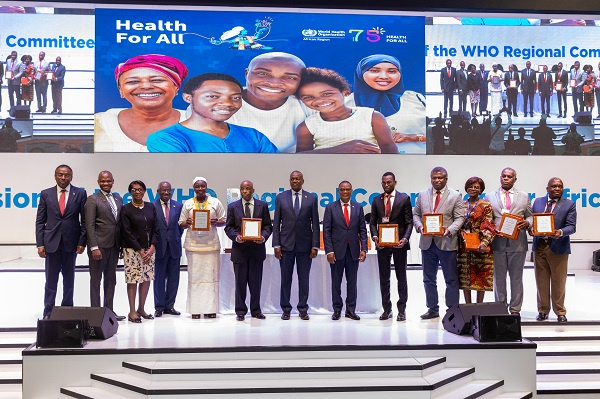 Dr Asamoah-Baah (4th from left) in a picture with other awardees in Botswana