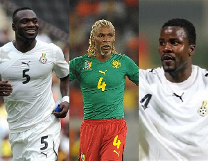 L-R: John Mensah, Rigobert Song, Samuel Osei Kuffour